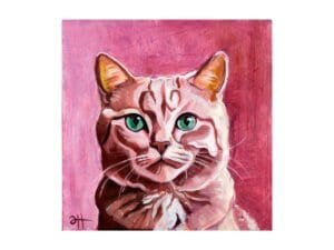 "Różowy kot" - oryginał 25x25cm