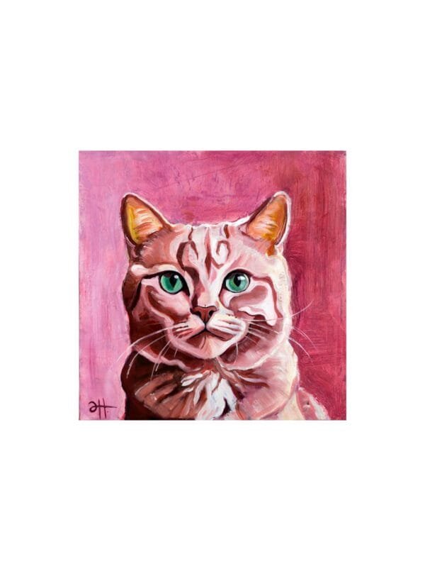 "Różowy kot" - oryginał 25x25cm