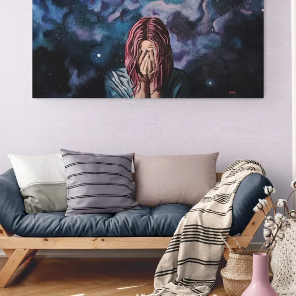 Oryginalny ręcznie malowany obraz olejny na płótnie „Nocne niebo” – 130 cm x 100 cm