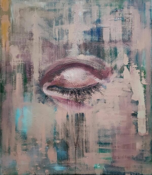Oryginalny ręcznie malowany obraz olejny na płótnie „Oczekiwanie” – 70 cm x 80 cm