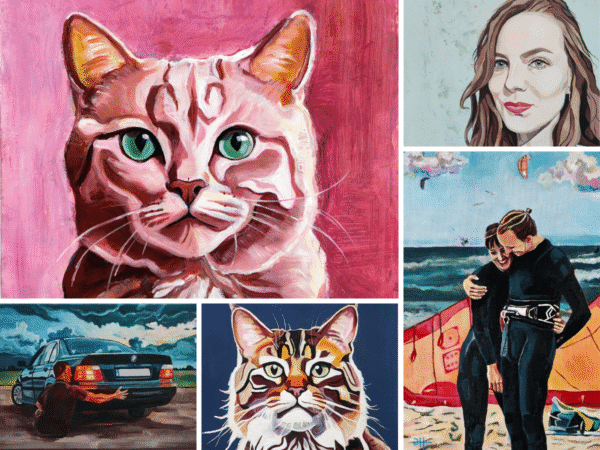 Portret na zamówienie - ręcznie malowany na płótnie - 15x15 cm - 40x40 cm