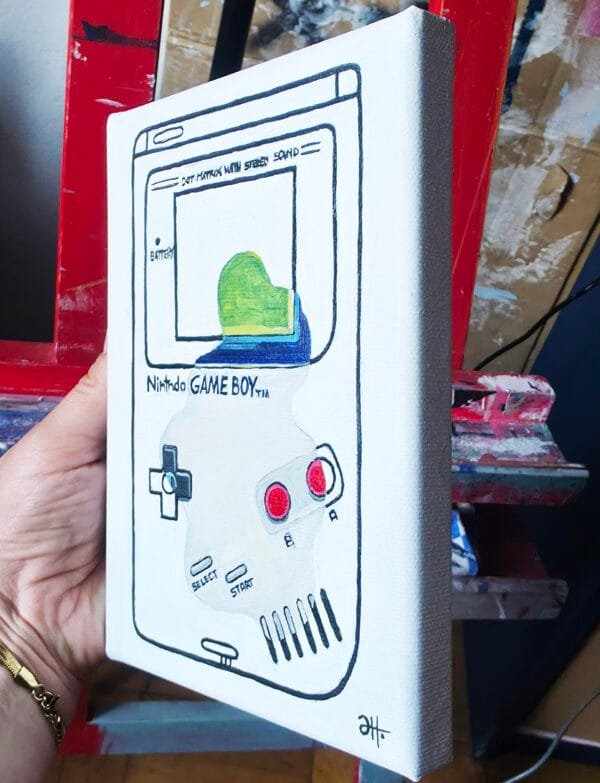 "Game Boy Classic"  Obraz z cyklu "Wspomnienia Milenialsa" - oryginał 13x18cm